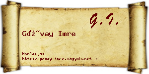 Gévay Imre névjegykártya